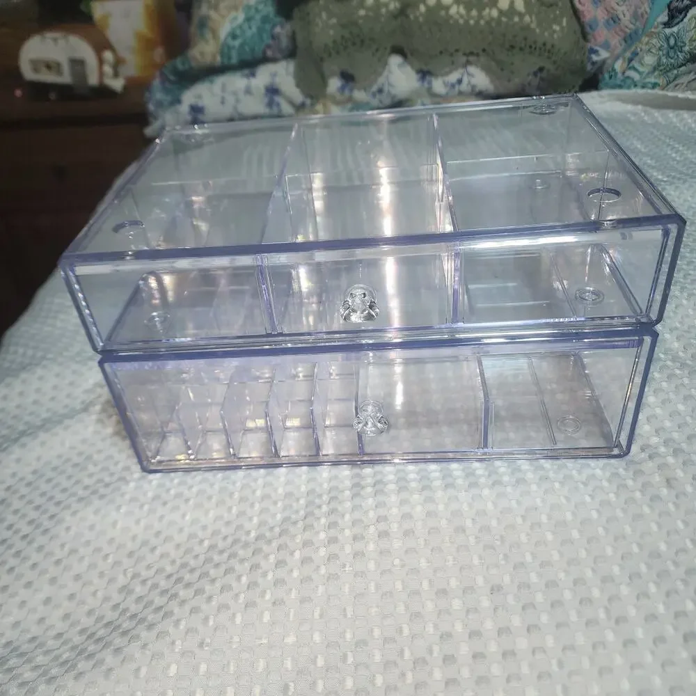 ACRYLIC STACKABLE MAKEUP JEWELRY ORGANIZER BOXES SET OF 2